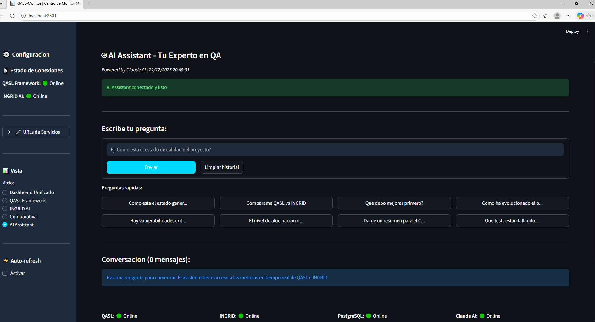 AI Assistant - Tu Experto en QA powered by Claude